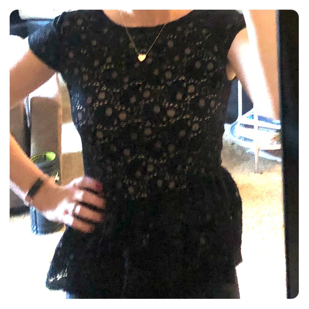 Francesca’s lace peplum black Top